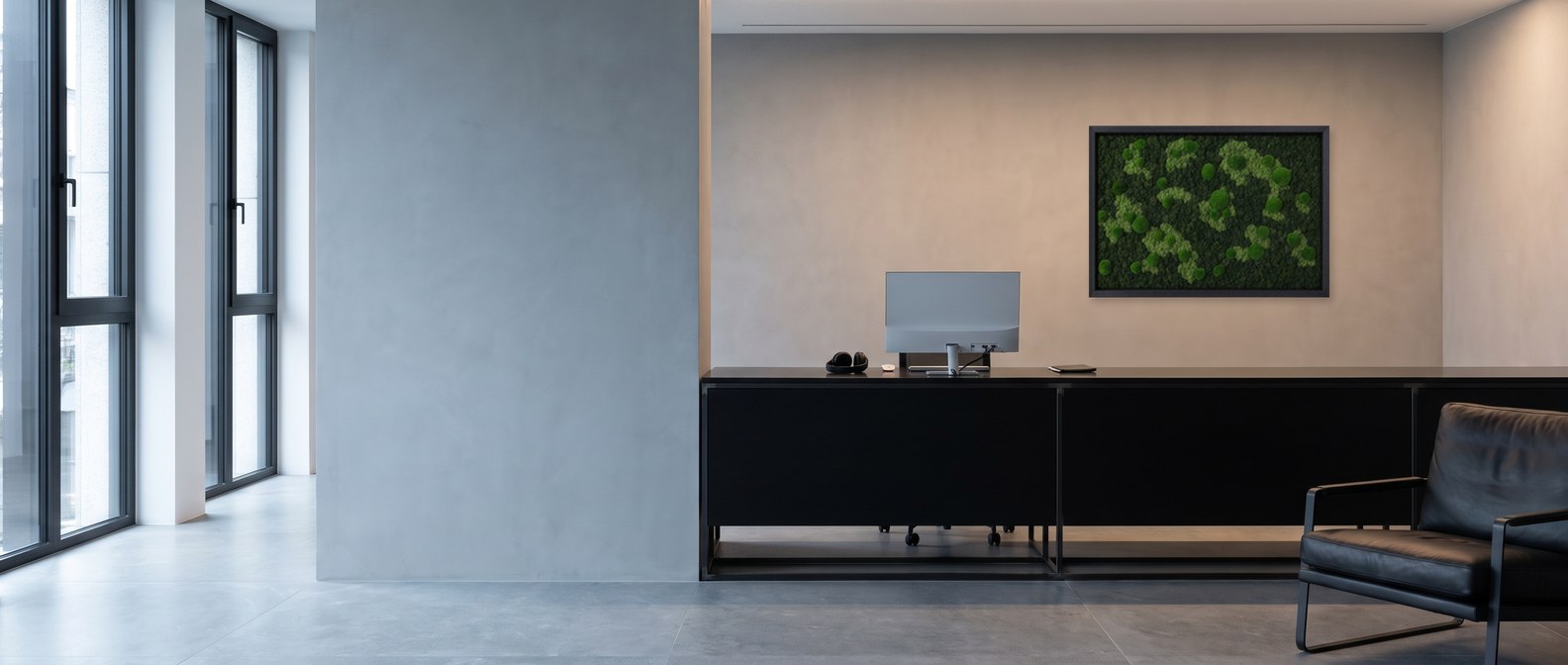 Archipelago I above a walnut sideboard