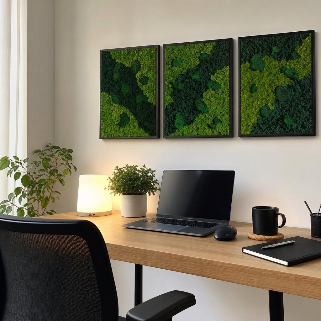 Waldart moss art in a customer home