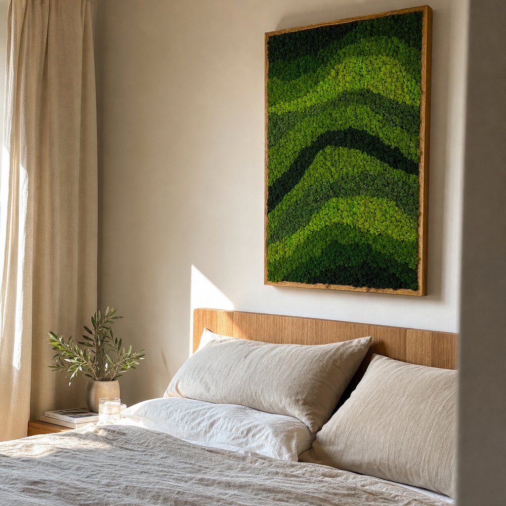 Waldart moss art in a customer home